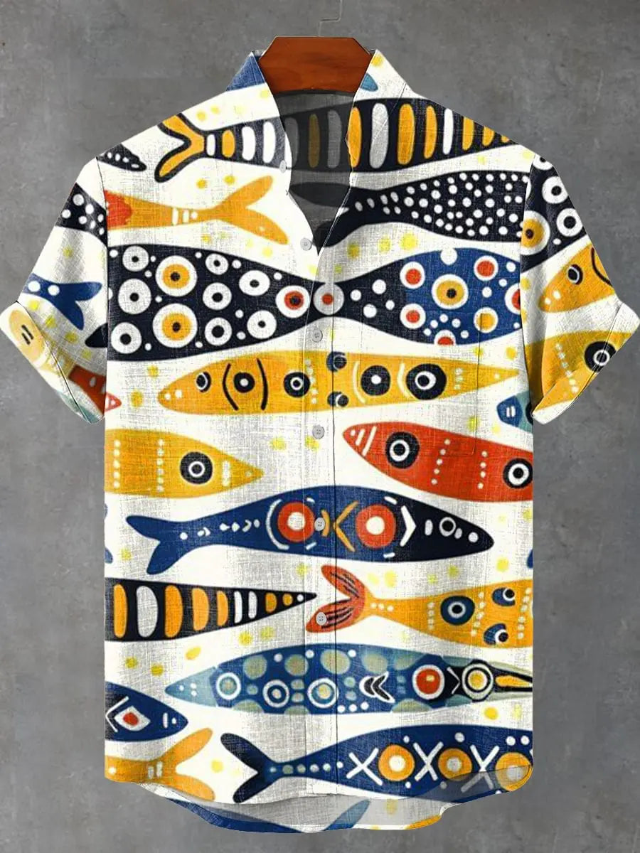 🦞 The Lobster-Luxe Coastal Masterpiece: Premium Men's Cotton-Linen Blend Short-Sleeve Shirt – High-Definition Lobster Graphic Print, Ultra-Breathable "Cool-Touch" Fabric, and Sophisticated Resort Fit SFQQQD1806