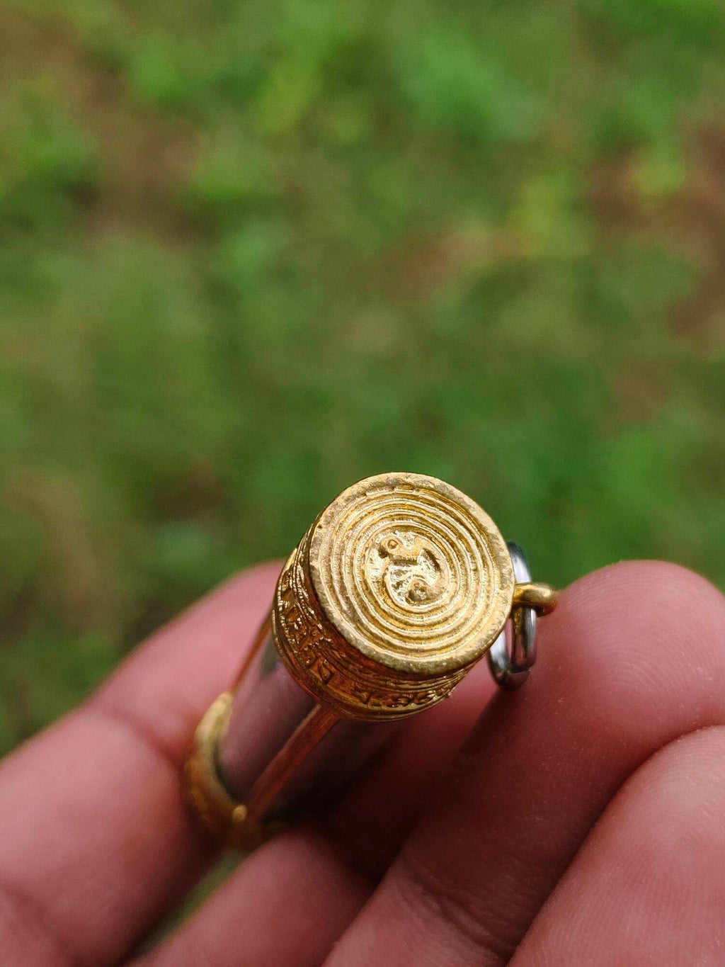 Authentic Takrut Talisman Narai Phlikphaendin - Sacred Gold Amulet with Gemstone Inlays & Supreme Protection