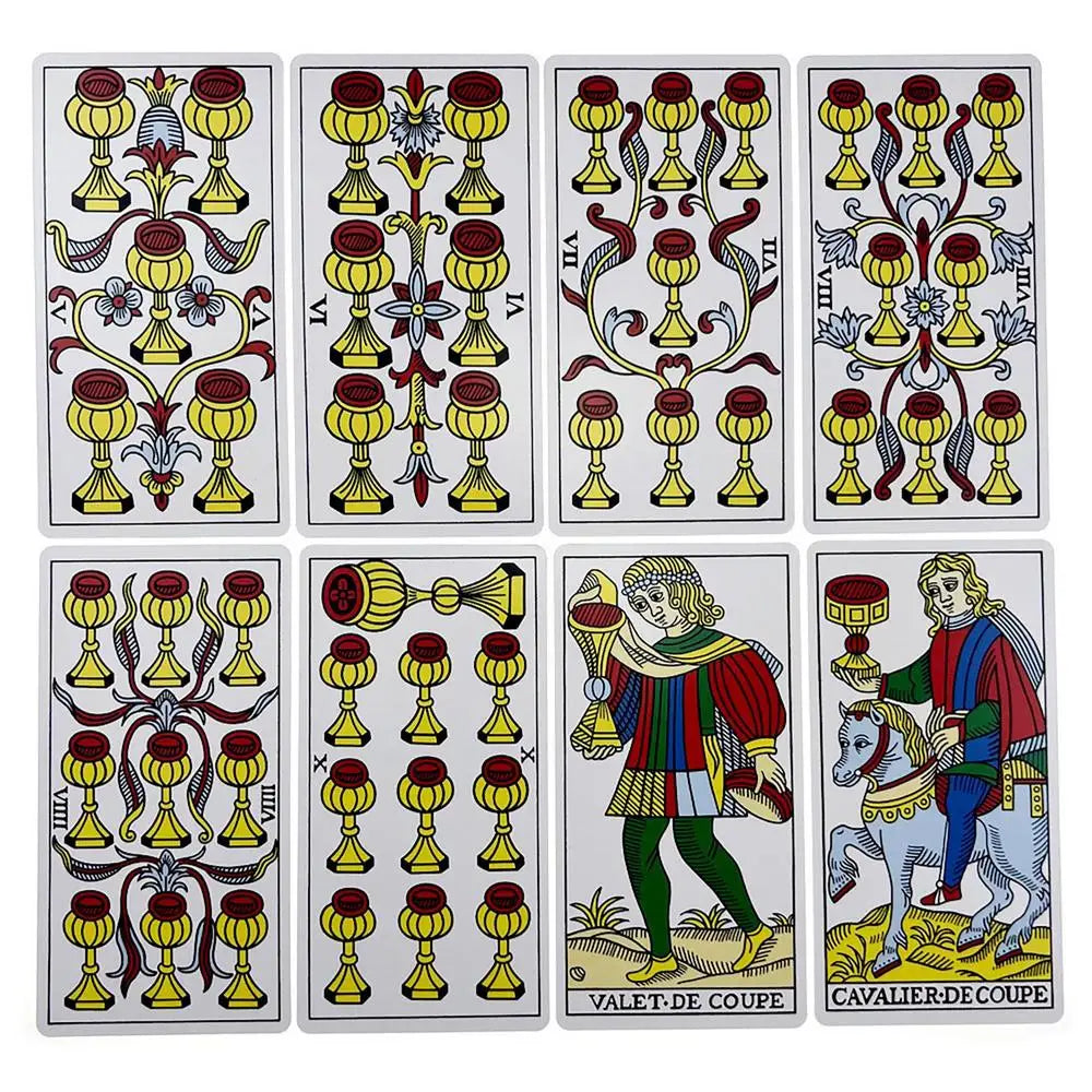 🃏 Marseille Tarot Deck – Full English Version, 78 Cards with Gilded Edges, Magic Tarot Board Game, Universal Mini Rider Tarot