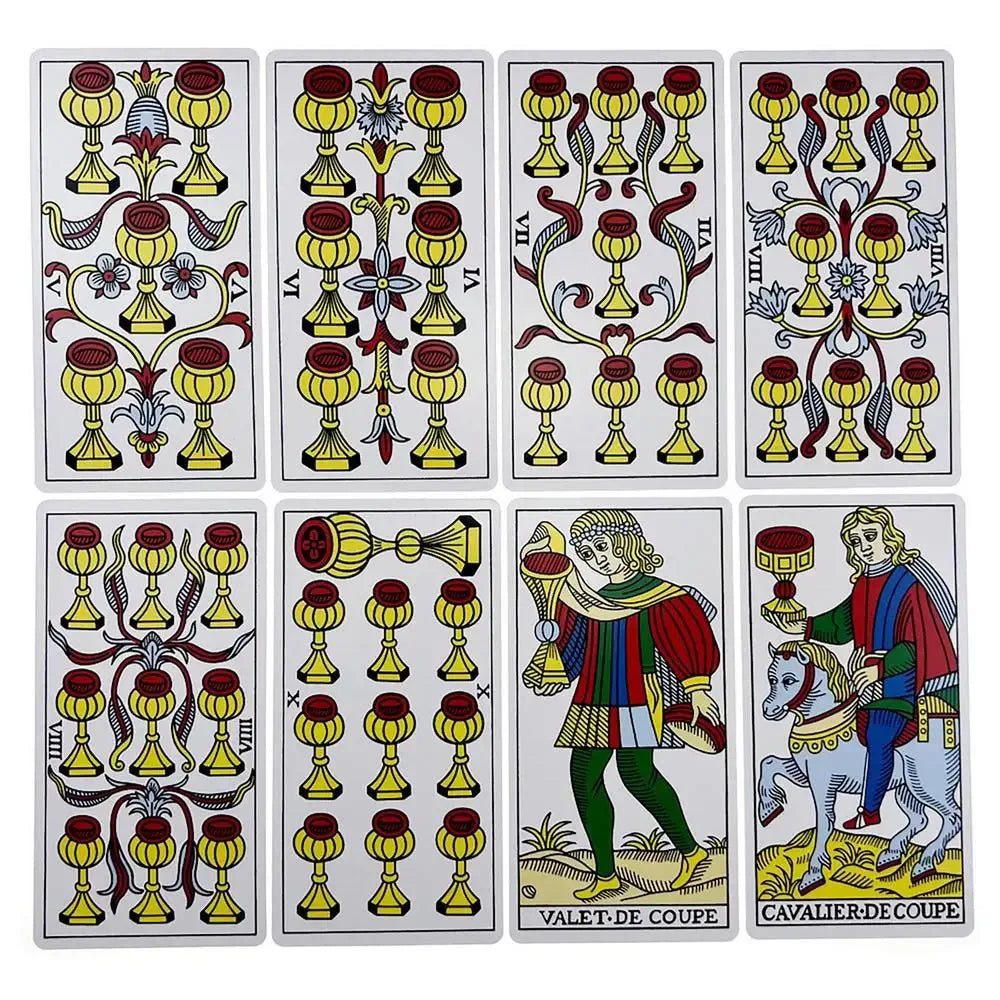 🃏 Marseille Tarot Deck – Full English Version, 78 Cards with Gilded Edges, Magic Tarot Board Game, Universal Mini Rider Tarot
