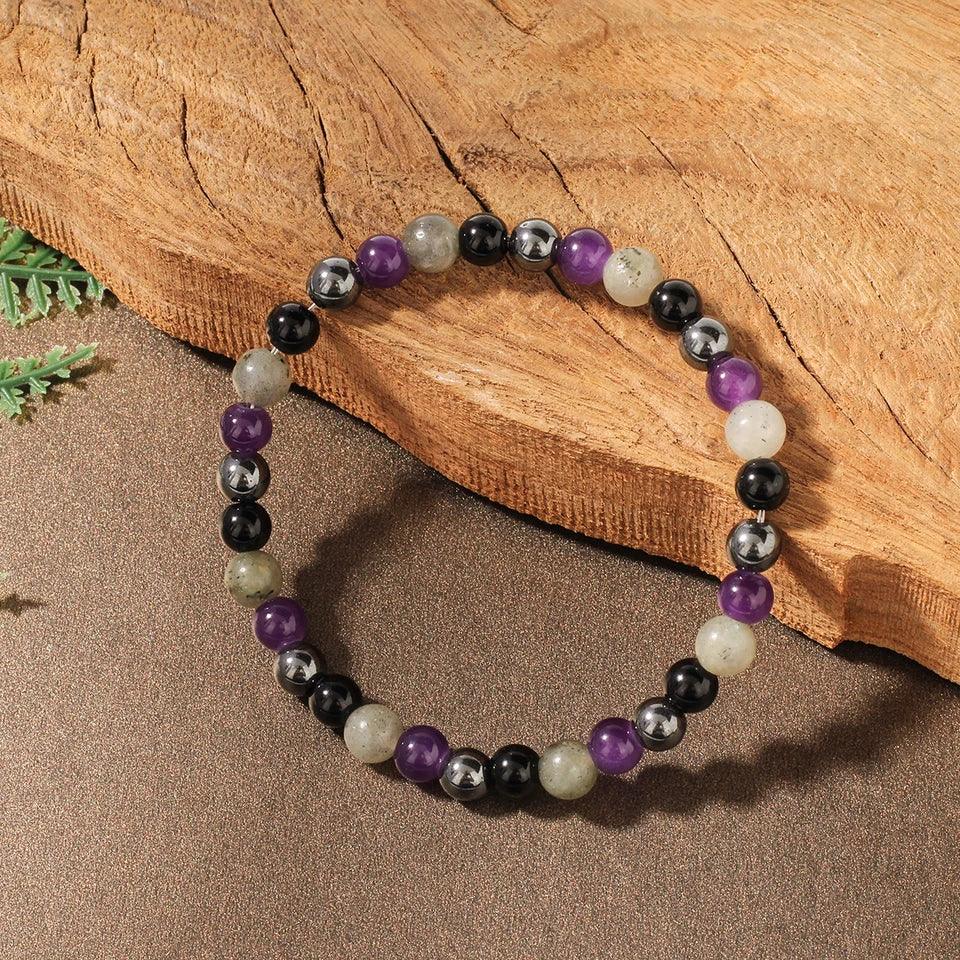 🍂 The "Autumn Luxe" Color-Block Bracelet: Natural Light-Refracting Spectrolite & Earth Stones (Unisex)