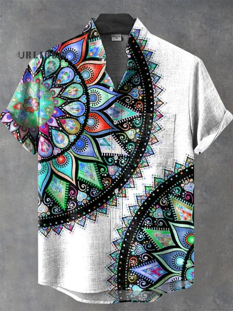 🌍 The Ancestral Modesty Heritage Edition: Premium Men’s Retro African Tribal Totem Shirt – High-Definition Digital Print, Breathable Organic Cotton-Linen Blend, and Sophisticated Modest Street-Trend Silhouette SFQQQD1221