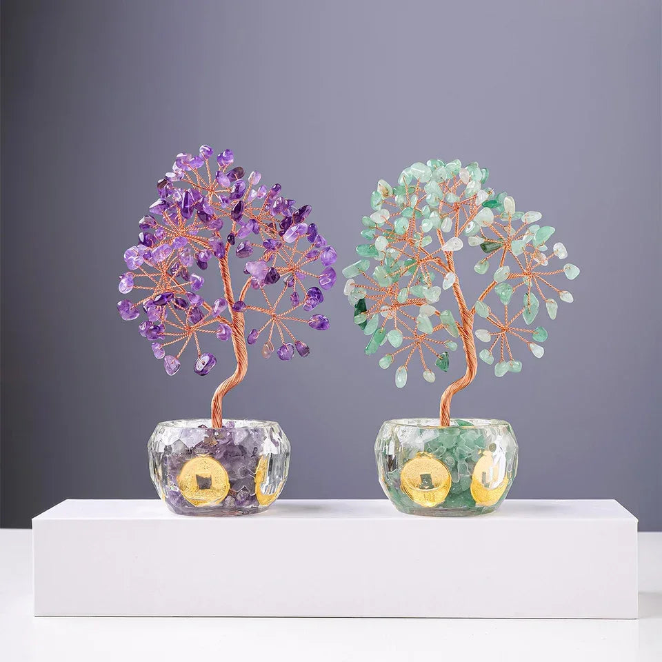 🌳 7 Chakra Healing Crystal Tree: "Get Rich" Money Tree with Natural Stones – Feng Shui Bonsai for Wealth, Luck & Home Office Decor