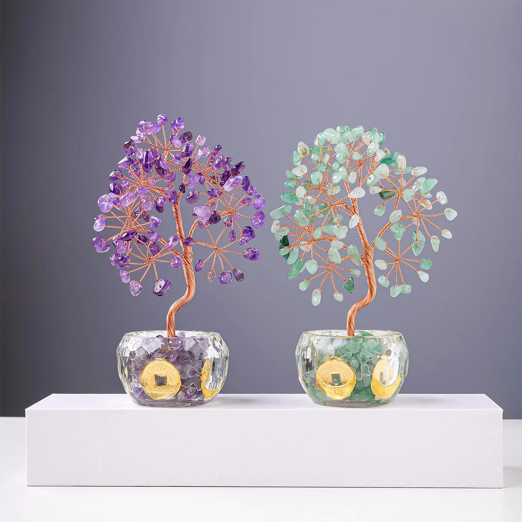 🌳 7 Chakra Healing Crystal Tree: "Get Rich" Money Tree with Natural Stones – Feng Shui Bonsai for Wealth, Luck & Home Office Decor