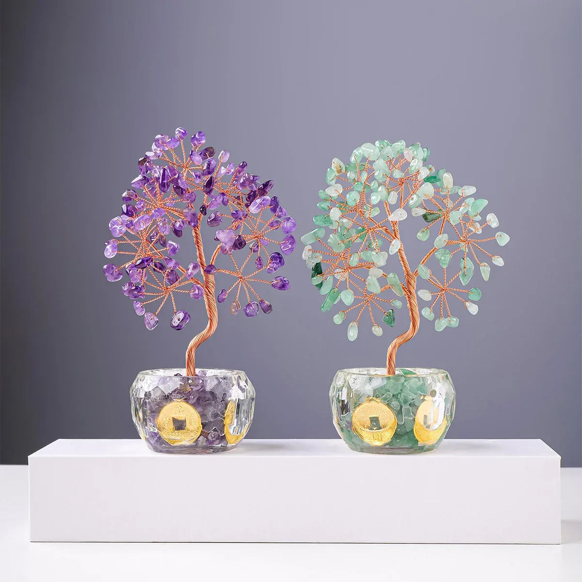 🌳 7 Chakra Healing Crystal Tree: "Get Rich" Money Tree with Natural Stones – Feng Shui Bonsai for Wealth, Luck & Home Office Decor