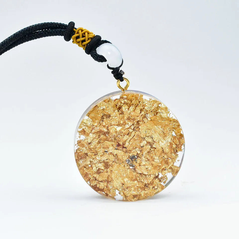 ⚛️ 7 Chakra Orgone Pendant: Metatron's Cube Sacred Geometry Necklace – EMF Protection & Reiki Healing Crystals with Gold Foil