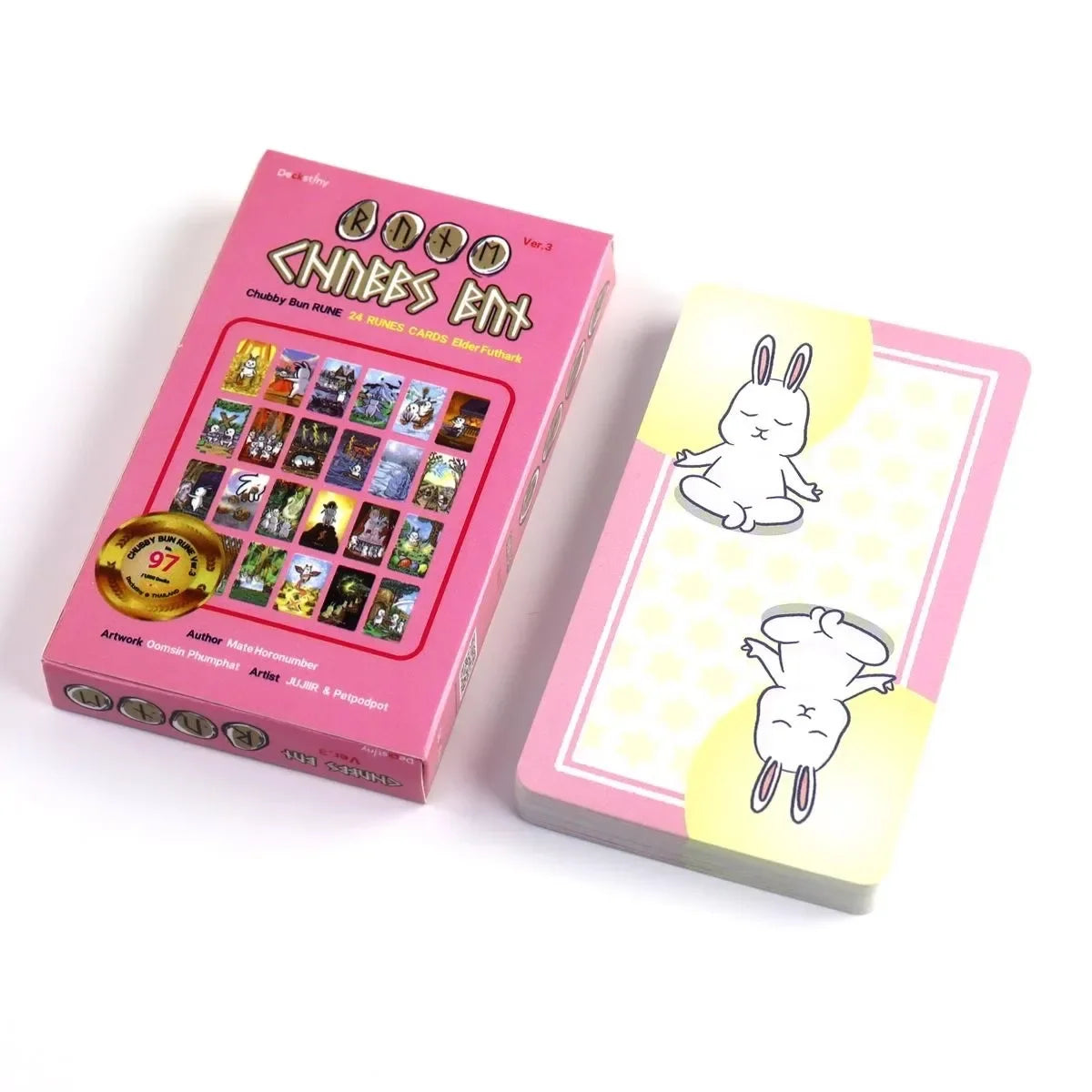 Chubby Bun Rune (Elder Futhark) V2 Tarot Deck – 78-Card Whimsical Bunny-Themed Divination and Board Game Deck