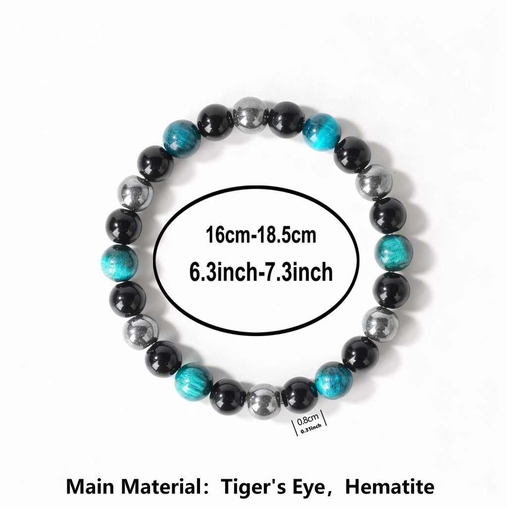 ✨ Classy Autumn & Winter Jewelry – Blue & Yellow Hematite Tiger’s Eye Bracelet – Unique Natural Stone Accessory for Family Banquets