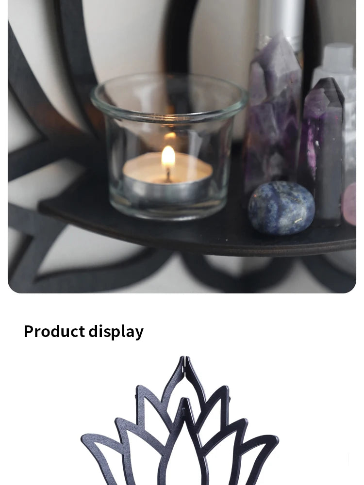 Wooden Lotus Aromatherapy Organizer – Hollow Decorative Rack with Essential Oil & Candle Holder for Wall-Mounted Corner Spaces