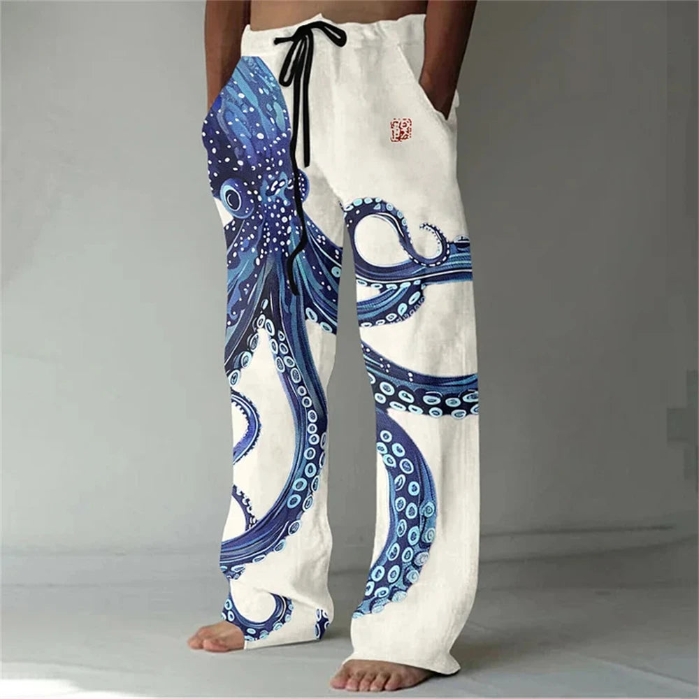 ✨ The Zen Master 3D Bamboo-Infused Linen-Blend Trousers: Premium Men's Casual Loose-Fit Joggers with Hyper-Realistic Nature Prints, Adjustable Drawstring, and Multi-Functional Utility Pockets