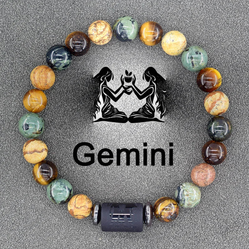 ✨ Zodiac Sign Bracelet Homme 12 Constellation Bangles – Adjustable Unisex Astrology Jewelry | Gemini, Virgo, Leo, Libra & More | Perfect Friendship Gift 6 8mm Beads