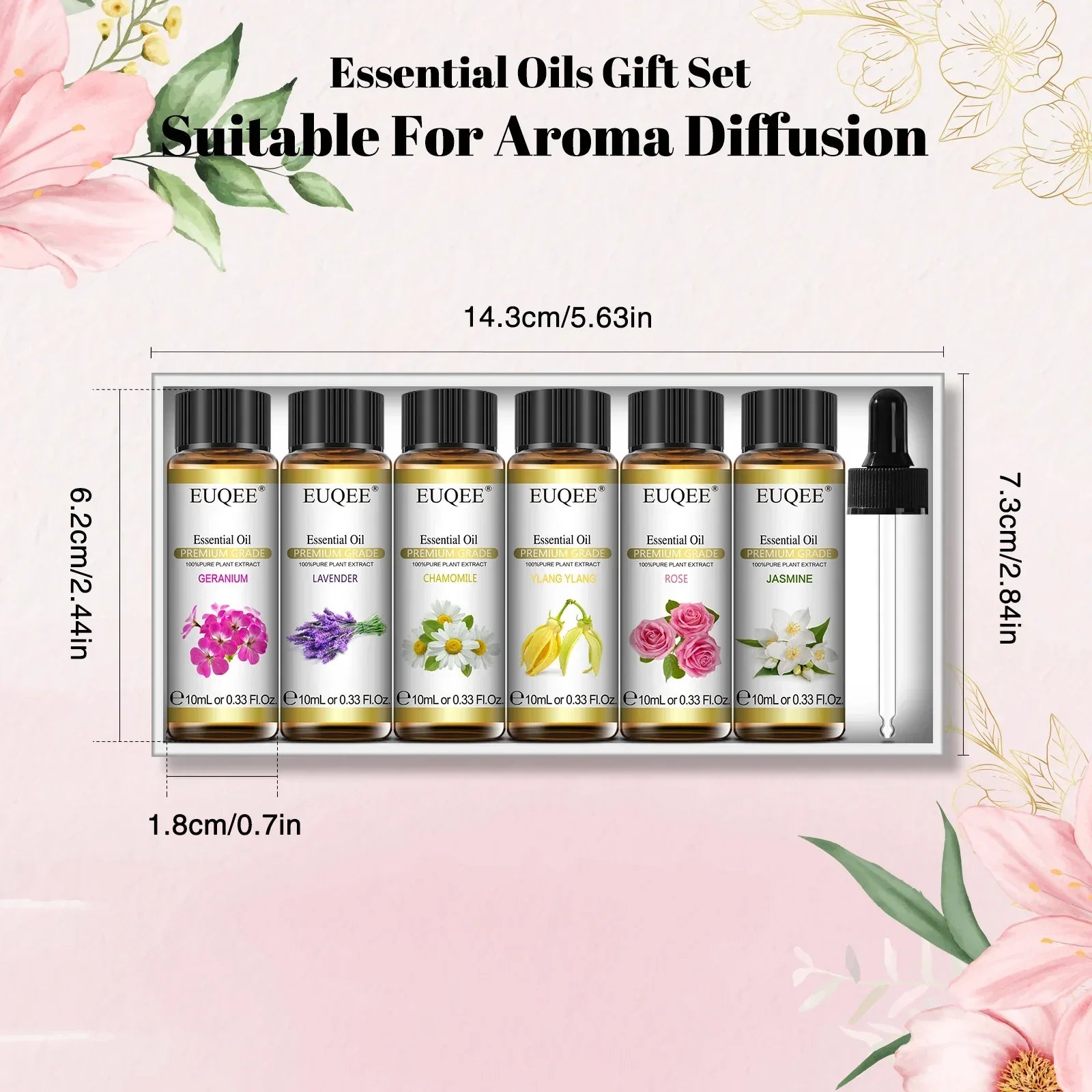 🌿 EUQEE Essential Oil Gift Box – 6-Piece Aromatherapy Set, Pure Natural Fragrances for Diffusers, Humidifiers & Home Wellness