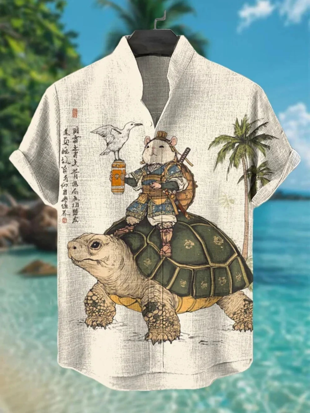 🌸 The Plum Blossom Heritage: Premium Men’s Summer Linen Shirt – High-Definition Oriental Floral Graphic, Modern Mandarin Standing Collar, and Sophisticated Urban-Street Short-Sleeve Button-Down llyh159