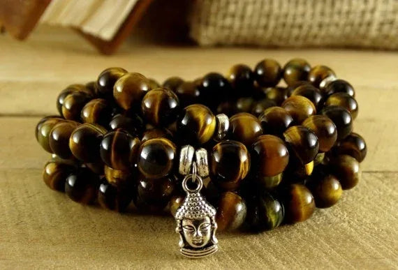 ✨ Turquoise & Onyx Mala Yoga Wrap Bracelet – 108 Prayer Beads Meditation Necklace for Spiritual Focus and Calm A120