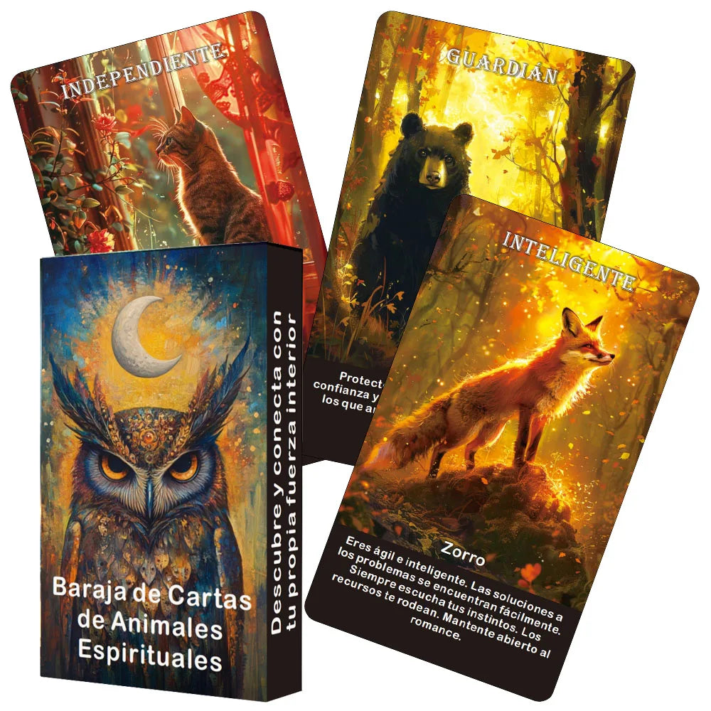 🦜 Spanish Animals Tarot Deck – 52 Cards | Spirit Animal Messages | Oracle & Tarot Fusion | Compact 12 x 7 cm Cards | Divination, Meditation & Family Board Game