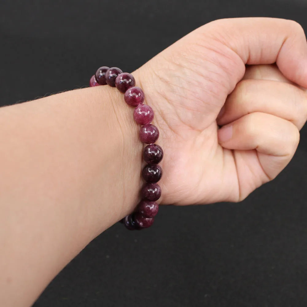✨ Garnet Stone Beaded Bracelet for Women – 8mm Natural Stone Jewelry – Elegant and Energizing