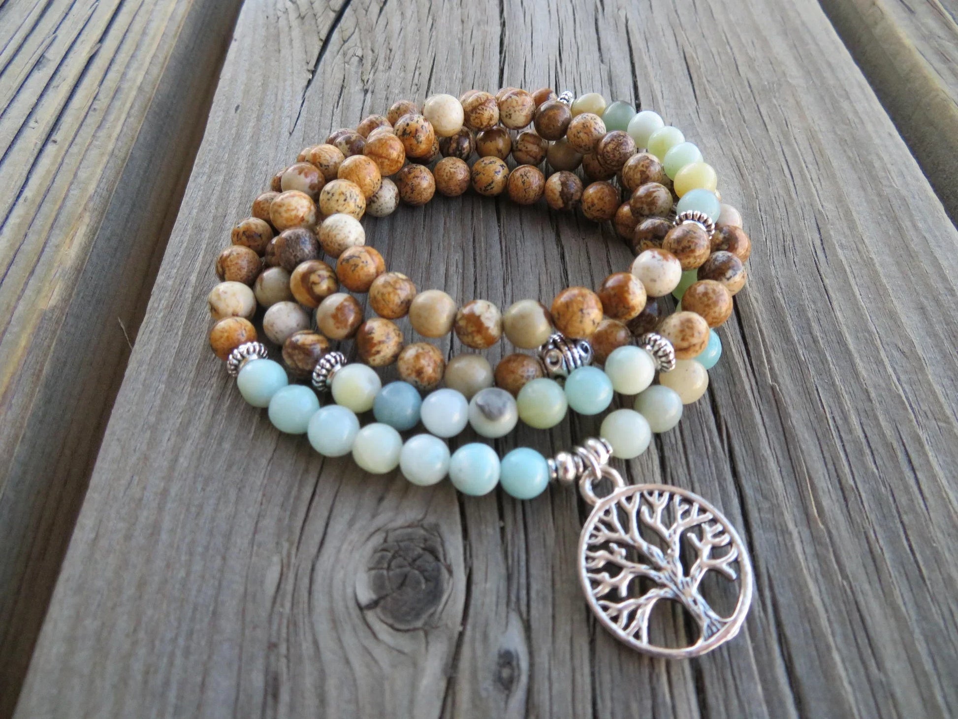 ✨ Turquoise & Onyx Mala Yoga Wrap Bracelet – 108 Prayer Beads Meditation Necklace for Spiritual Focus and Calm A14