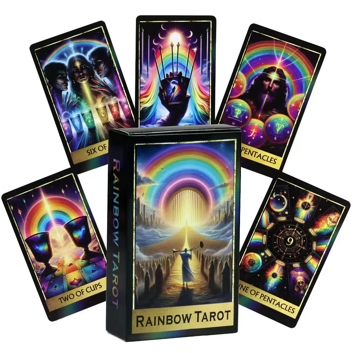 🌈 Rainbow Tarot Deck – 78-Card Colorful Tarot & Oracle Cards | Illustrated Divination Wisdom Set Based on RWS System for Beginners