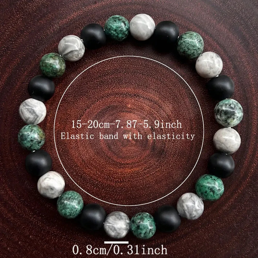 🌍 The "Pathfinder" Blessing Bracelet: African Turquoise & Map Stone Woven for Growth & Destiny