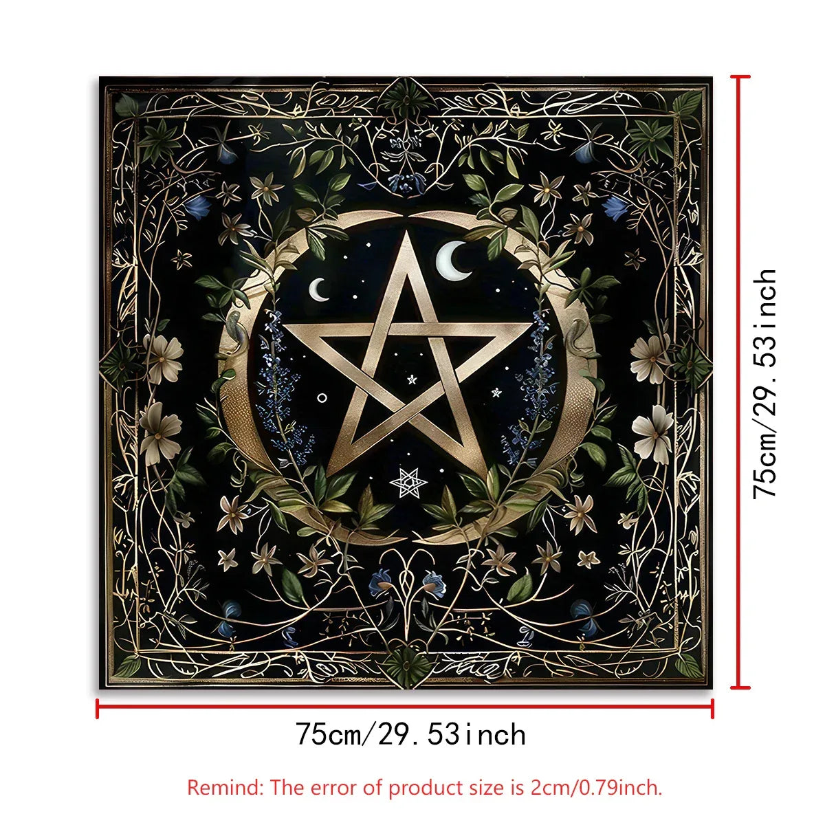 Pentagram Flowers & Plants Tarot Card Tablecloth Polyester Moon Tree of Life Altar Cloth Pagan Starry sky Divination Home Decor