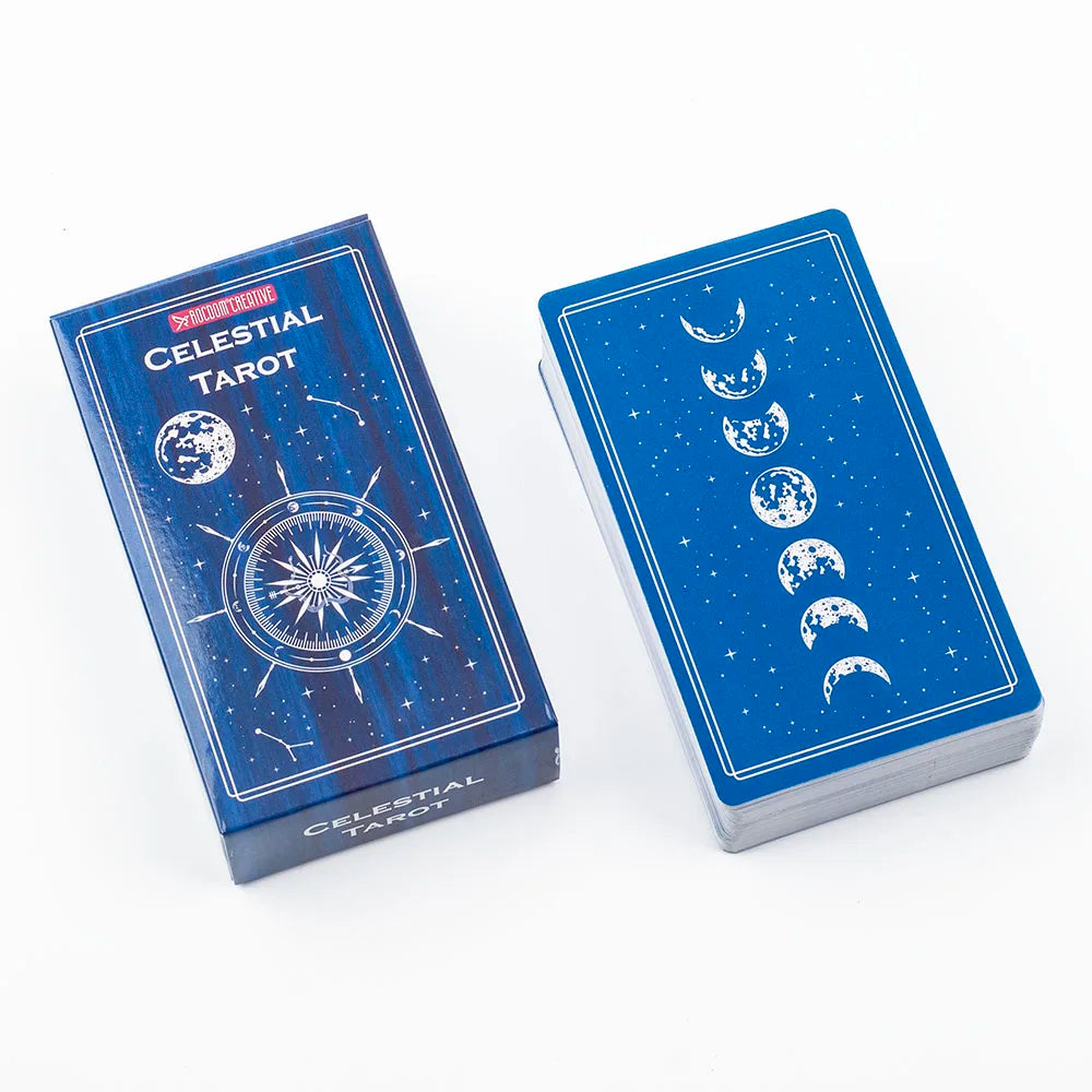 ✨ Celestial Tarot Deck – 78 Cards | Cosmic & Mystical Divination Deck | Zodiac & Astrology Inspired | Compact 10.3 x 6 cm Size | Board Game & Meditation Use | English Guidebook Included