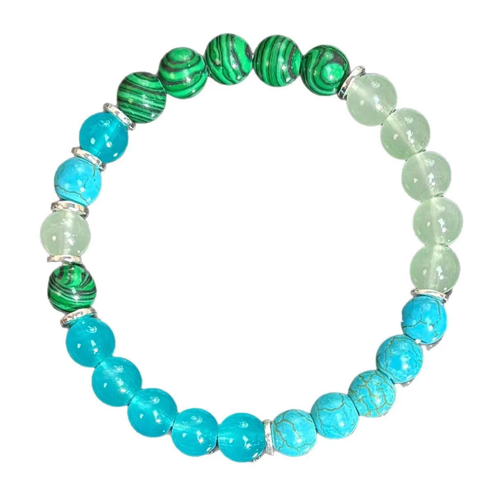 ✨ 8mm Malachite & Turquoise Vitality Bracelet – Stress Relief, Mental Balance & Communication Booster
