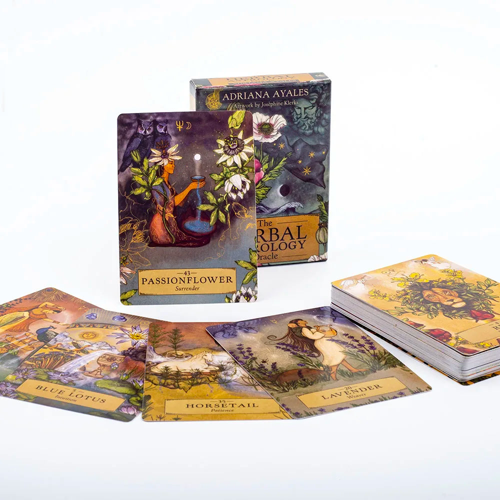 Herbal Astrology Oracle Board Game Deck – 55 Cards for Alchemizing Ancient Plant Healing and Astrological Wisdom (10.4x7.4 cm) TK25K