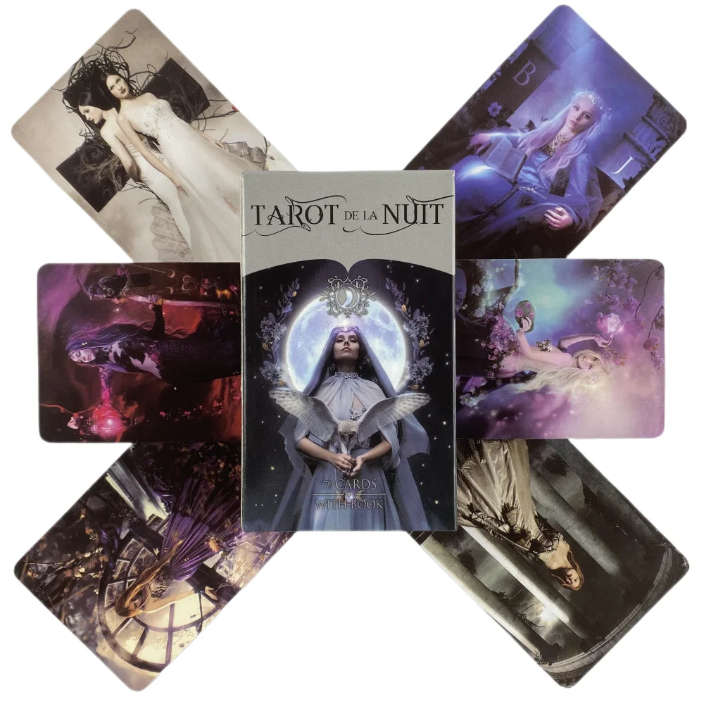 🌙 Tarot De La Nuit – 79-Card Deck with English Visions for Divination, Board Games, and Party Play