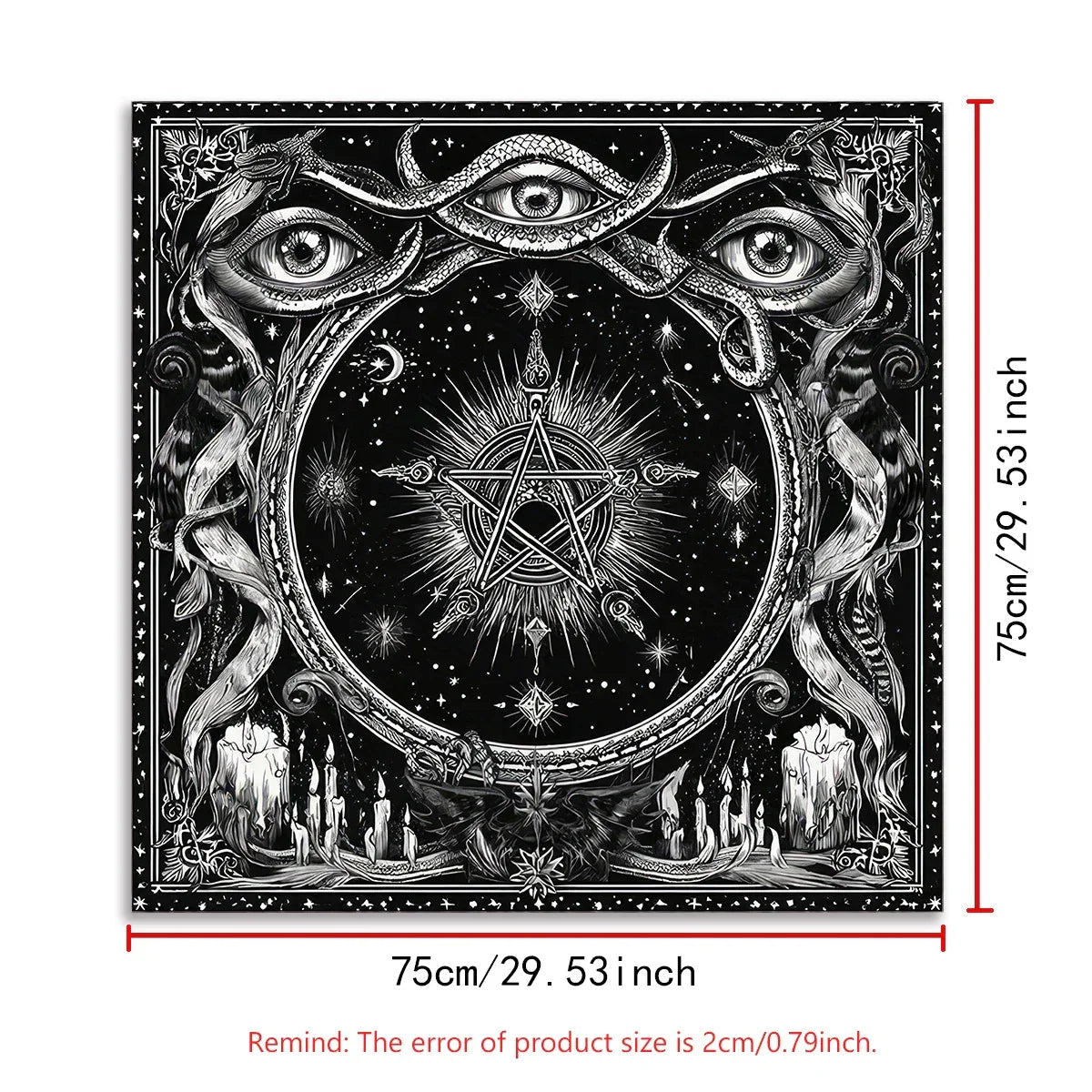 Pentagram Flowers & Plants Tarot Card Tablecloth Polyester Moon Tree of Life Altar Cloth Pagan Starry sky Divination Home Decor
