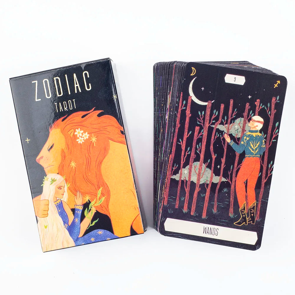 Zodiac Tarot – 78-Card Deck with 128-Page Guidebook, Divinatory Path Under the Stars for Family Gatherings & Board Games (10.3×6 cm)