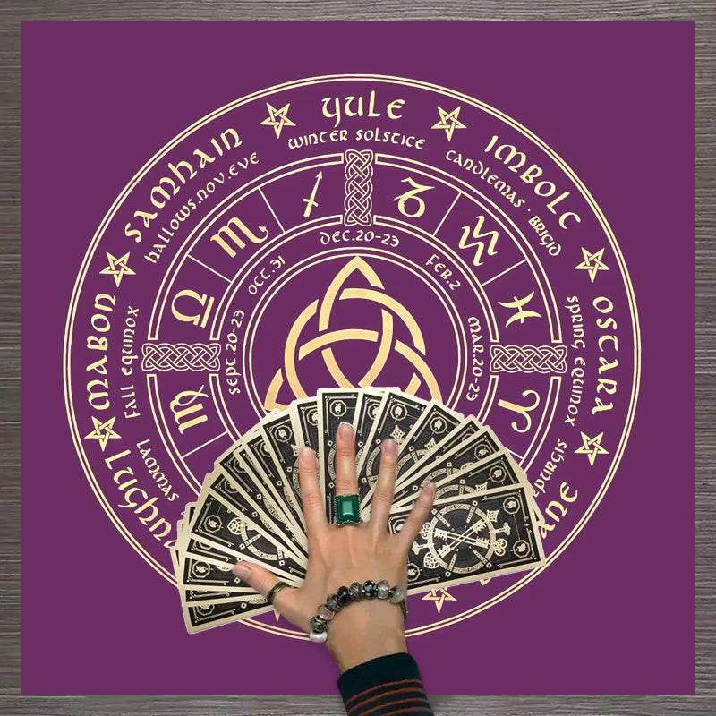 Moon Phase Tarot Card Tablecloth - Gold for Spiritual Readings and Rituals