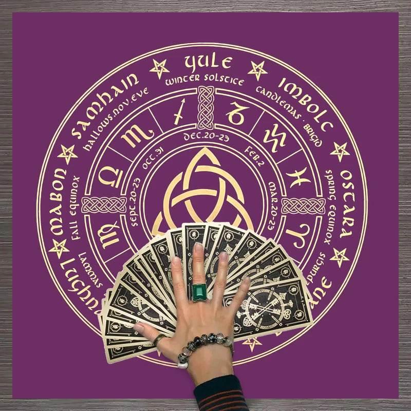 Moon Phase Tarot Card Tablecloth - Gold for Spiritual Readings and Rituals