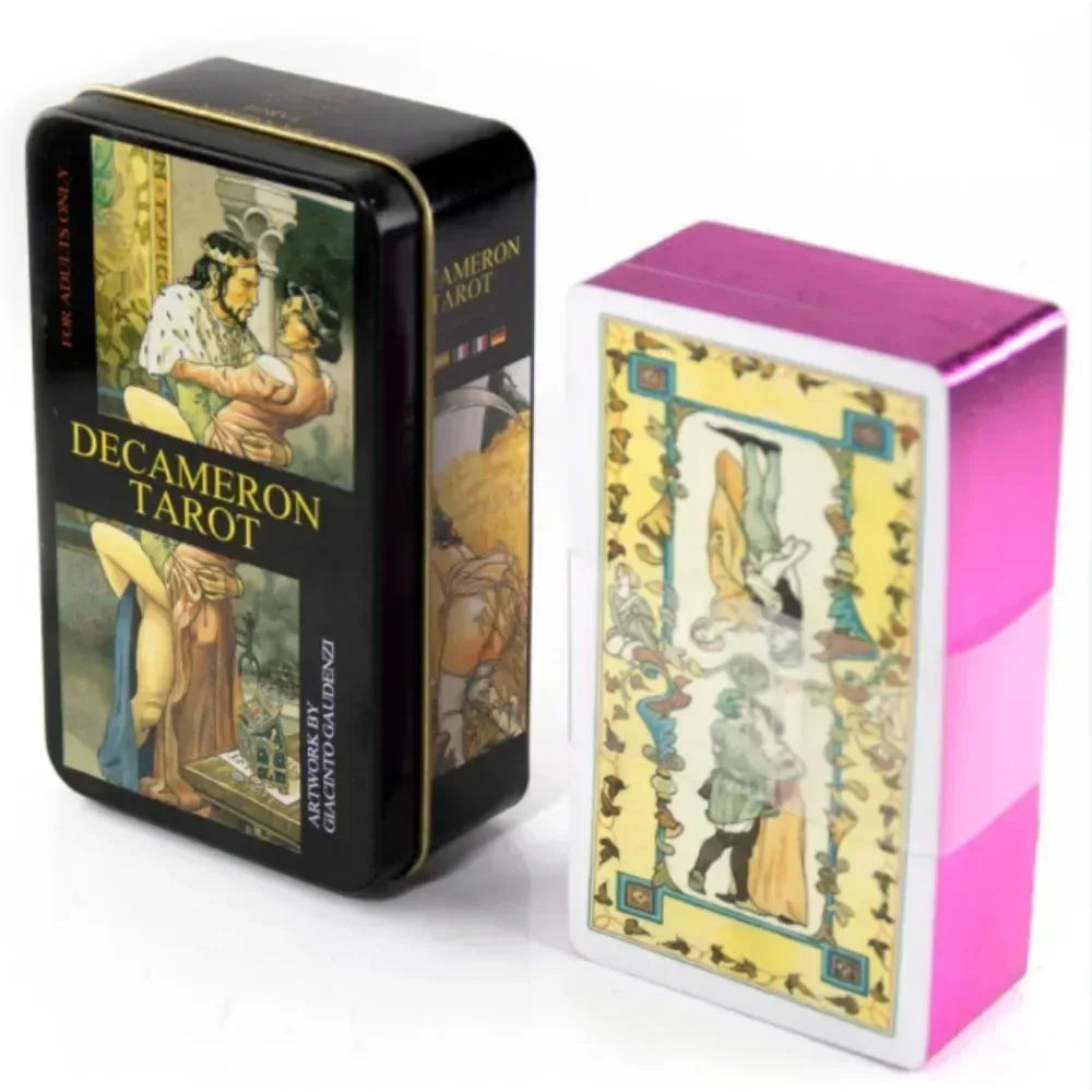 🌑 Neon Moon Tarot Deck – 78 Cards | Compact 10.3 x 6 cm | Includes Guidebook & Tin Box | Fusion of The Light Seers & Adventure Time Tarot | Family & Party Divination Game army green