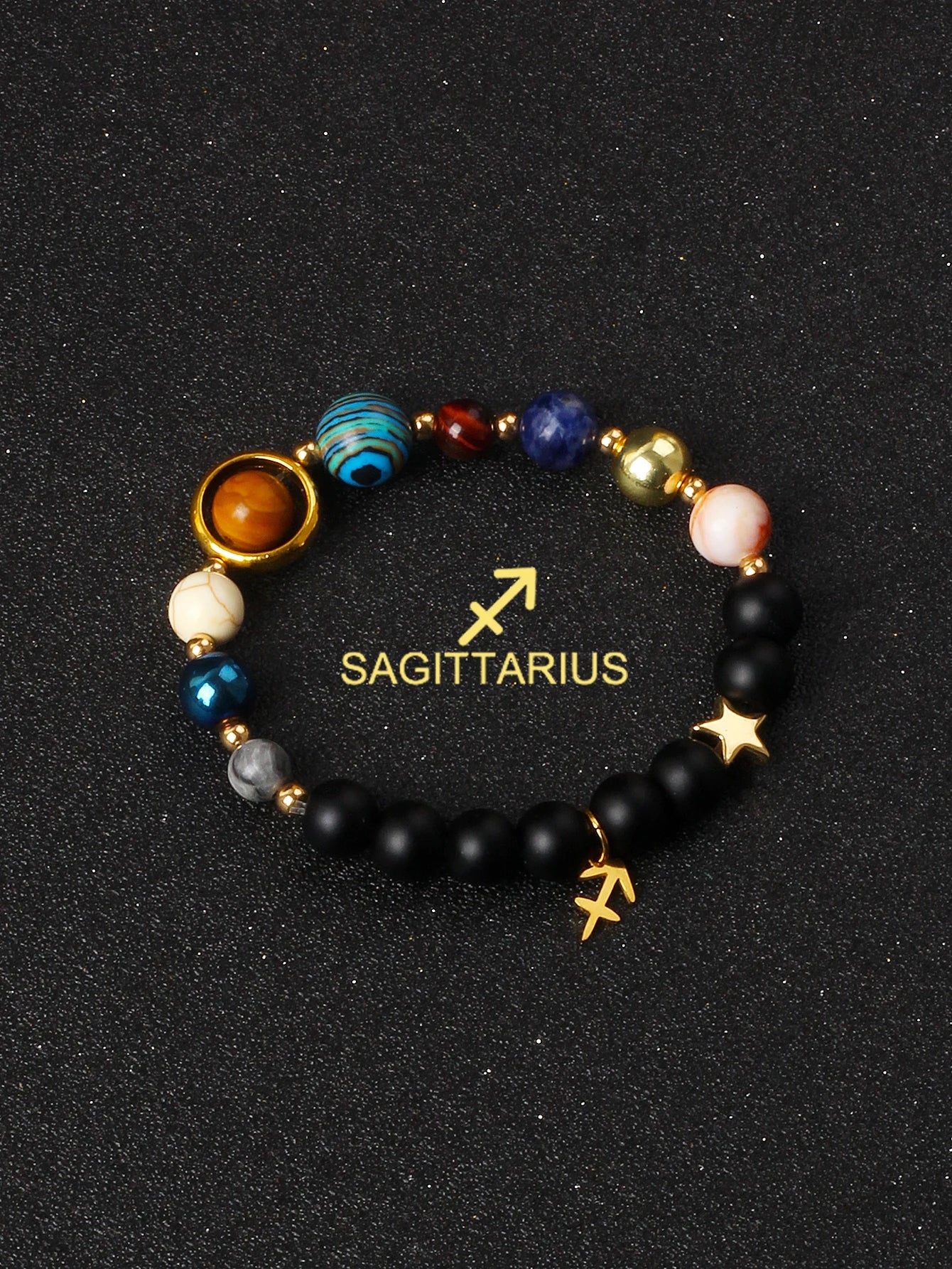 ✨ Eight Planets & 12 Constellation Bracelets – Natural Stone Universe Galaxy Solar System Jewelry – Featuring Libra, Virgo & Leo Designs 6Sagittarius