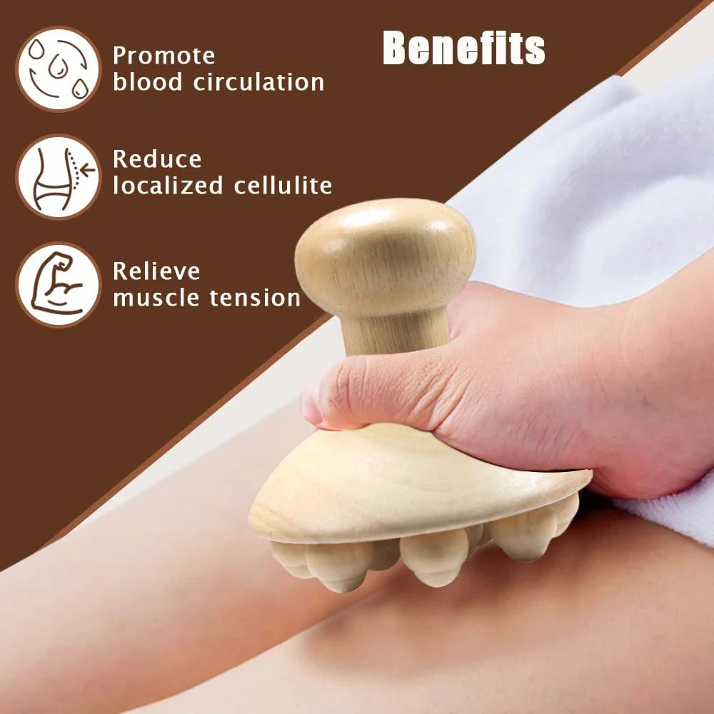Wooden Handheld Massage Cup – Swedish Wood Therapy Cup for Lymphatic Drainage, Body Sculpting & Anti-Cellulite Gua Sha﻿