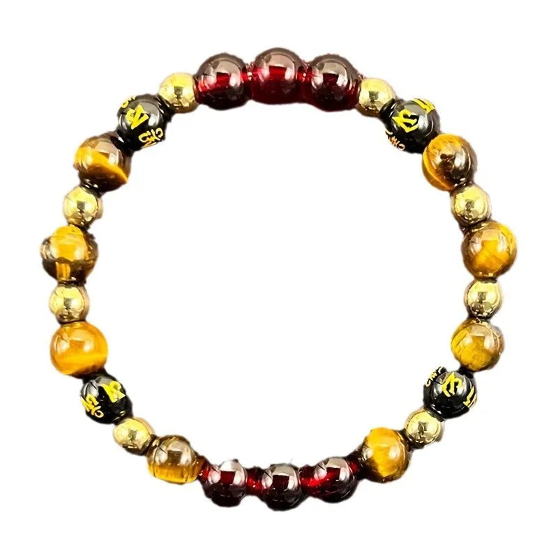 ✨ Retro Style Wealth Bracelet – 8mm Natural Stone Tiger Eye Beads – Perfect for Festival Parties and Daily Empowerment