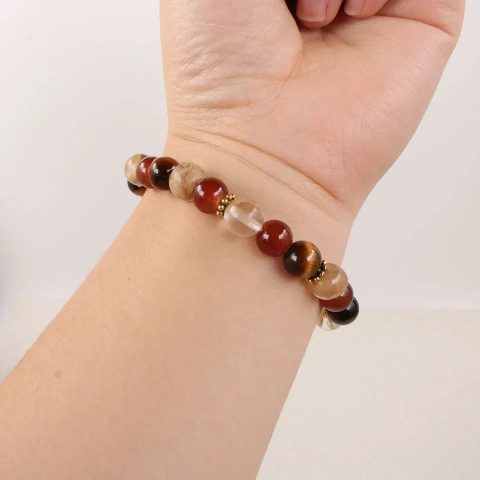 🎶 The "Symphony of Abundance" Bracelet: Citrine, Tiger Eye & Red Agate (November Birthstone & Creative Flow)