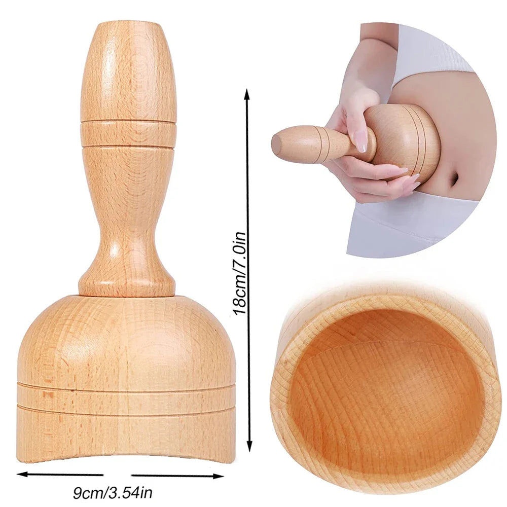 Wooden Handheld Massage Cup – Swedish Wood Therapy Cup for Lymphatic Drainage, Body Sculpting & Anti-Cellulite Gua Sha﻿ 1