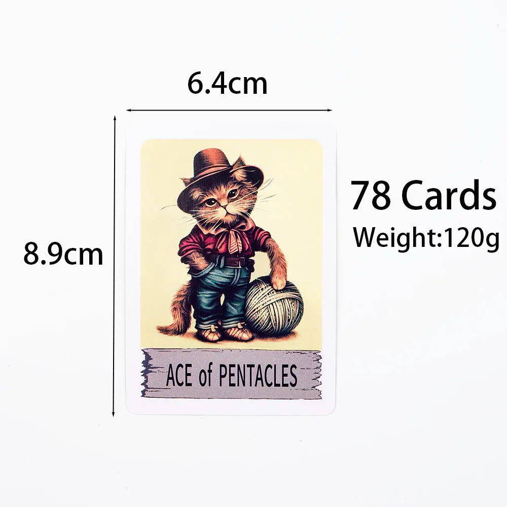 Mystic Cat Tarot 78-Card Deck | English Visions Divination Edition for Party Gatherings and Family Nights