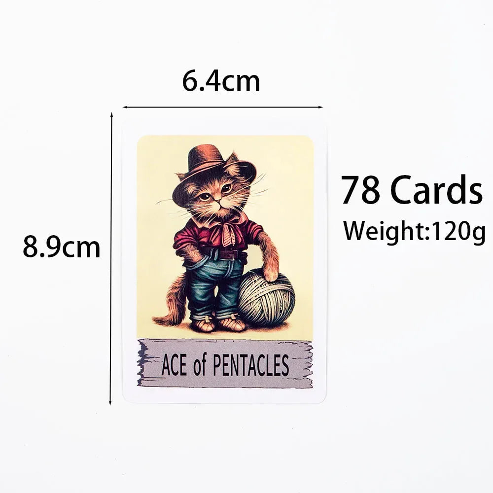 Mystic Cat Tarot 78-Card Deck | English Visions Divination Edition for Party Gatherings and Family Nights