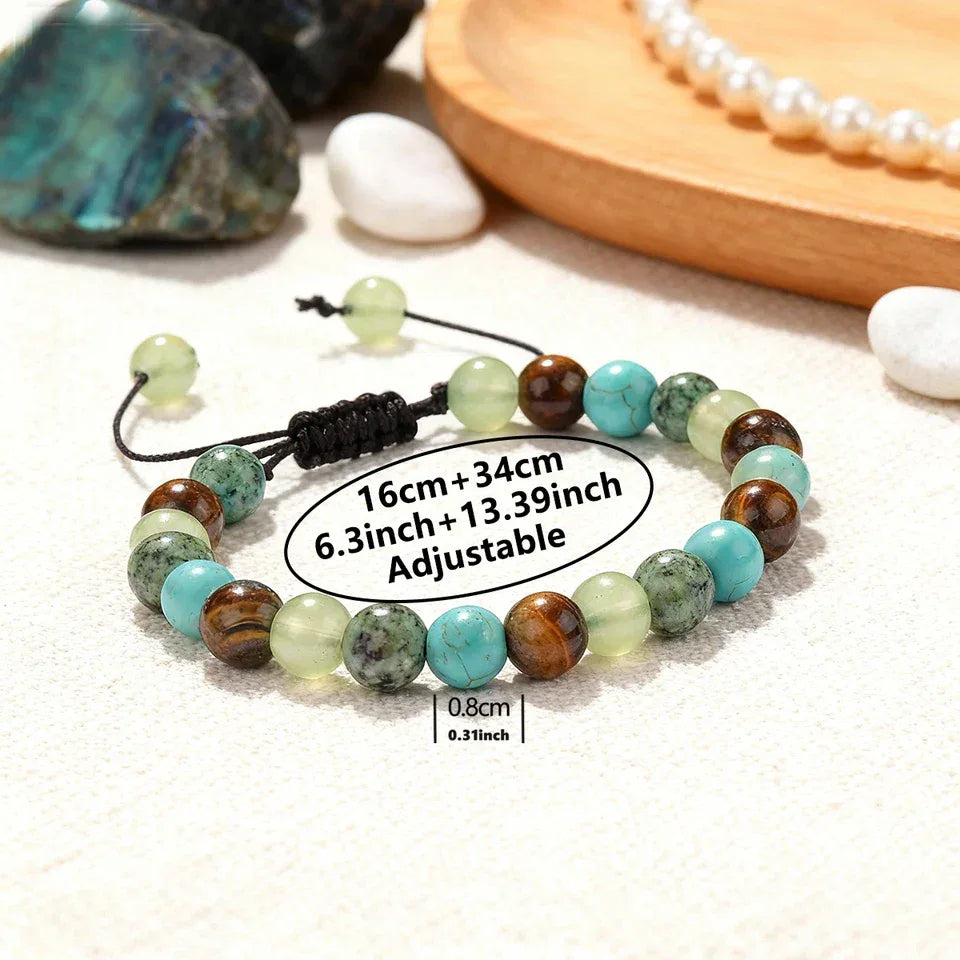 ✨ Classy Winter Jewelry – Yellow and Green Tiger Eye with African Pine Natural Stone Bracelet – Anxiety Relief for Family, Perfect Daily and Christmas Gift