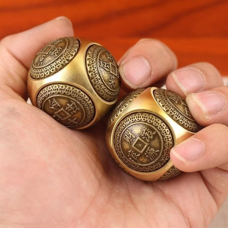 Six-Faced Chinese Lucky Coin Spinner – Rotating Fidget Toy for Stress Relief, Anxiety Reduction, and Focus Enhancement