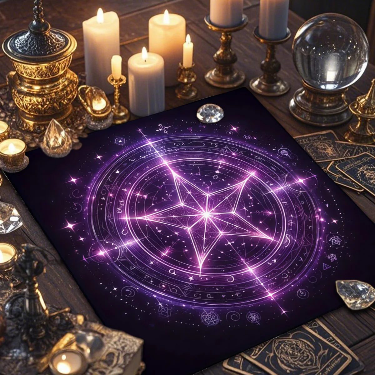 🃏 Creative Astrology Tarot Tablecloth – Altar Ritual Cloth & Party Decoration, A Perfect Gift for Tarot and Zodiac Enthusiasts