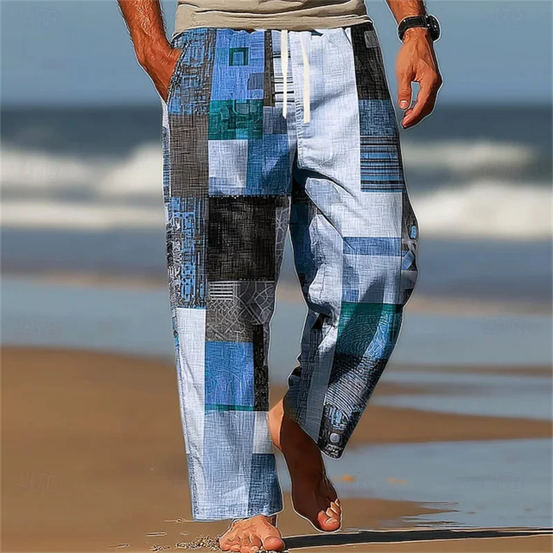 ✨ The Urban Retro-Future Straight-Leg Trousers: Premium Men's 3D Color-Block Printed Fashion Pants – Loose Fit Streetwear with High-Definition Vintage Graphics and Breathable Comfort D81PTH2510101245