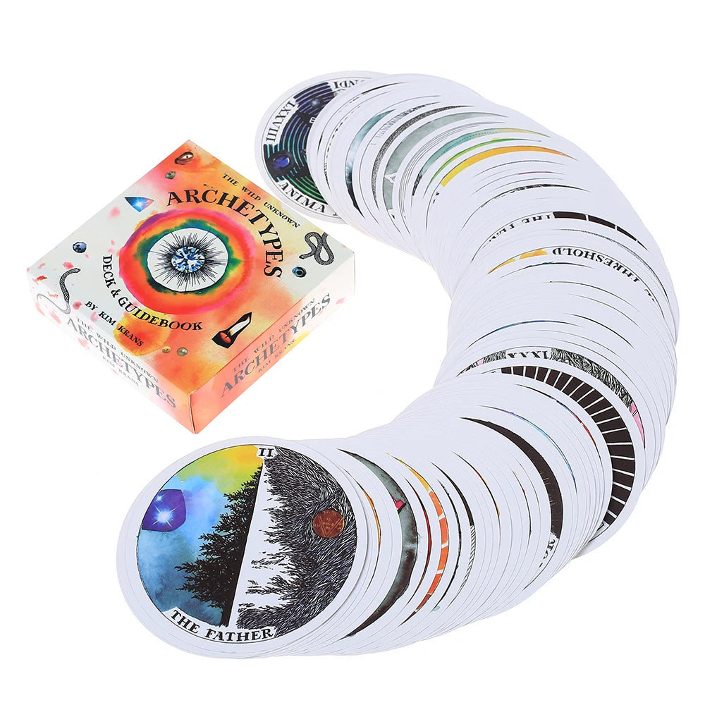 🌌 Wild Unknown Archetypes Oracle Deck – 78 Round Cards | Four Suits: The Selves, The Places, The Tools, The Initiations | Emotional & Mythic Symbols | 224-Page Hand-Lettered Guidebook | Meditation, Divination & Storytelling Deck