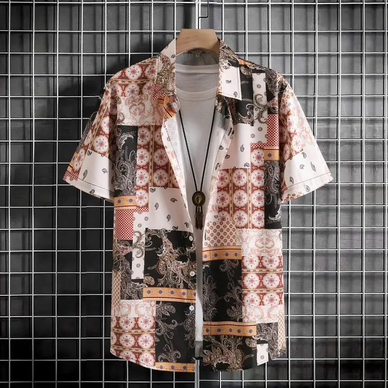 🏝️ The Harajuku-Hibiscus Y2K Masterpiece: Premium Men's Luxury Hawaiian Shirt – Retro Floral Graphic Print, Breathable Short-Sleeve Casual Top, and Signature Harajuku Oversized Silhouette