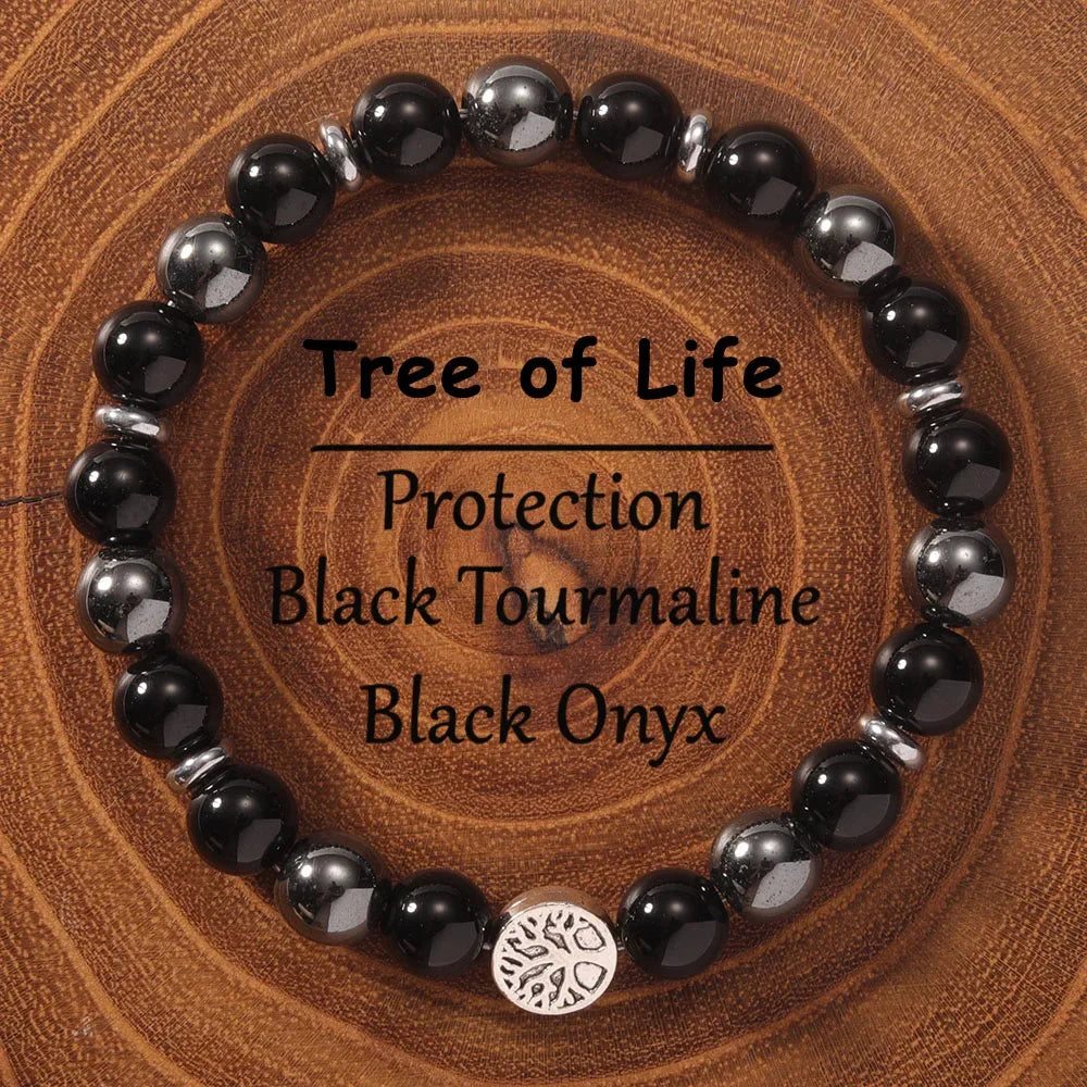 🌳 The "Roots of Strength" Bracelet: Natural Hematite & Tree of Life Protection Amulet for Men