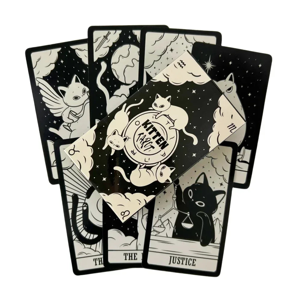 Cat Kitten Tarot Cards – 78-Card English Oracle Deck for Divination, Spiritual Insight & Family Board Games