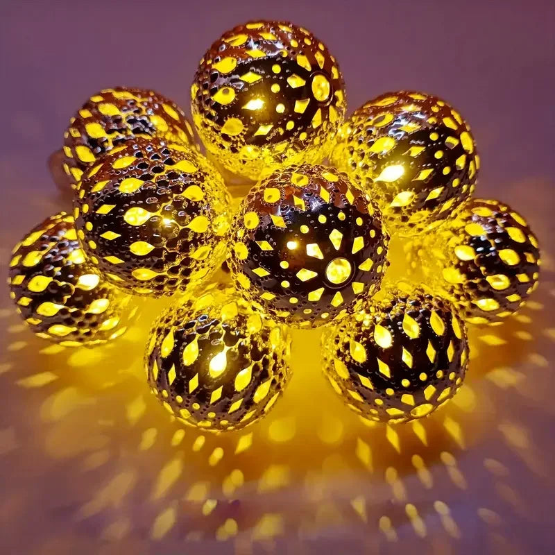 Solar Moroccan Ball String Lights – Multi-Mode Waterproof LED Fairy Lights for Festive Outdoor Ambiance and Garden Decor