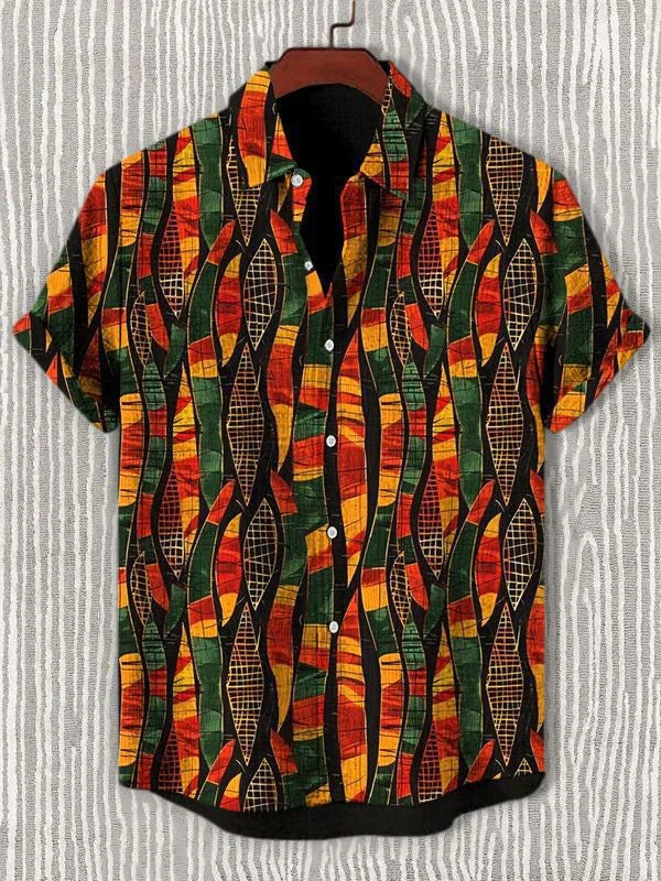 🌍 The Ancestral Ethno-Street Masterpiece: Premium Men's Vintage African Tribal Shirt – High-Definition Ethnic Graphic Print, Ultra-Breathable Lightweight Fabric, and Sophisticated Retro Holiday Silhouette BDS431